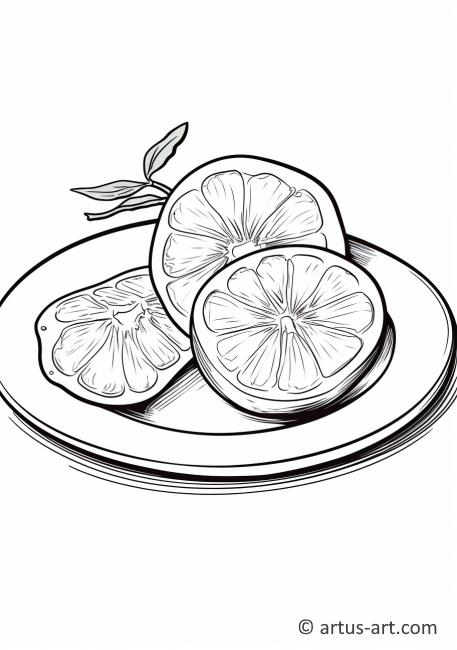 Grapefruit on a Plate Coloring Page